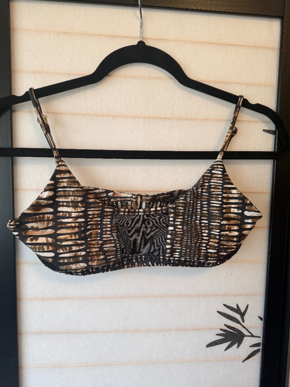 Snakeskin and Mesh Bikini Top
